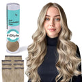 Irresistible Me Real Human Hair Extensions Clip Ins – 100% Human Hair Clip In Extensions for Length & Volume – Invisible Extension – Heat Resistant & Dyeable – Ash Blonde, 20 Inches