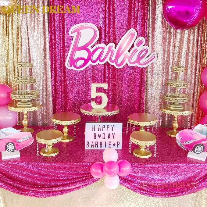 Glitter Fuchsia Backdrop Curtains - Image 4