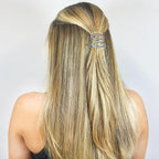 Camila Paris CP3368 French Hair Barrette Clip for Women, Handmade, Gray White, Side Slide-in Metal-Free Closure Strong Hold Grip Hair Clips for Girls, No Slip Durable Hair Accessories, Made in France