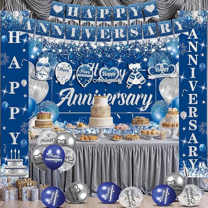 Blue Happy Anniversary Decorations - Image 4