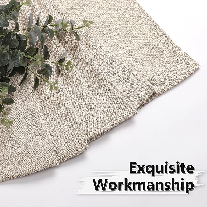 Tollpiz Linen Tier Curtains Rod Pocket Semi Sheer Short Kitchen Curtain Half - Image 7