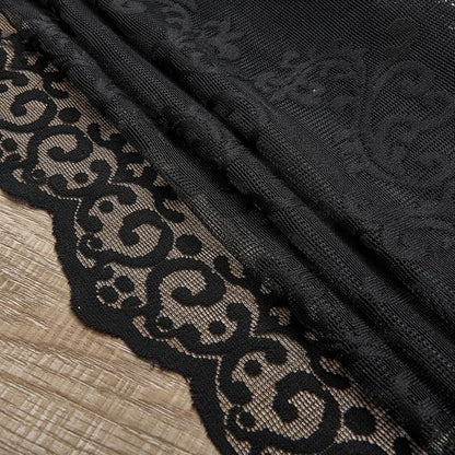 Black Lace Curtains 90 Inches Long 2 Panels Vintage Floral Sheer Curtains - Image 7
