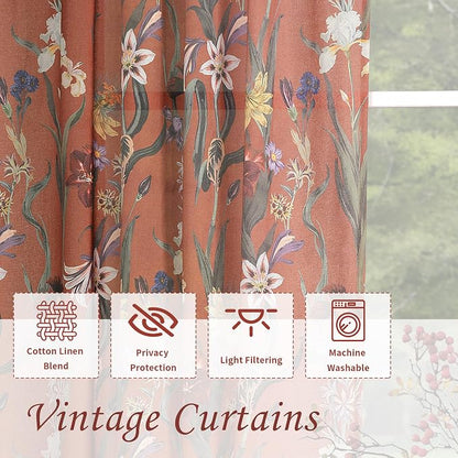 Schweek Burnt Orange Boho Curtain 96 Inches Length 2 Panels - Image 4