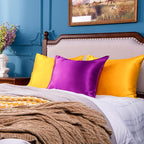 NTBAY 12 Pack Satin Standard Pillowcases for Hair and Skin, Luxurious and Silky Pillow Cases with Envelope Closure, 20 x 26 Inches, Yellow