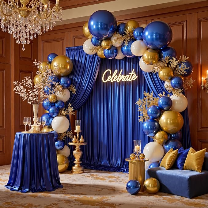 20x10ft Thick Royal Blue Glitter Backdrop Curtain Panels - Image 5