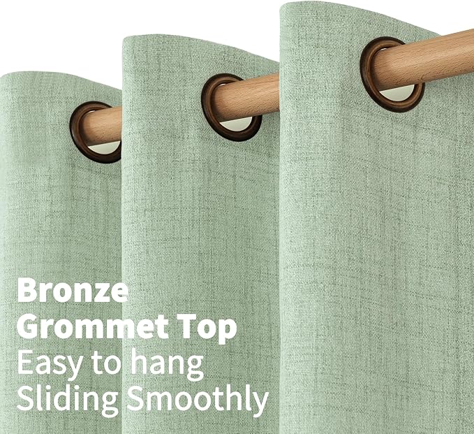 YoungsTex Sage Green Curtains, Linen Drapes 84 Inches Long - Image 5