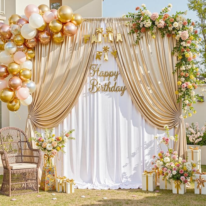 gogoparti 20x10FT Champagne Gold Sequin Backdrop Curtain - Image 2