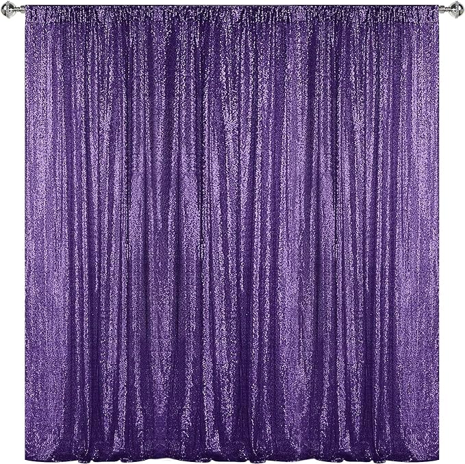 Sugargirl Purple Sequin Backdrop Curtain 10FTx10FT Glitter Purple Background by Sugargirl