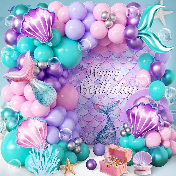 106pcs Mermaid Balloon Garland Arch Kit by Jenlion