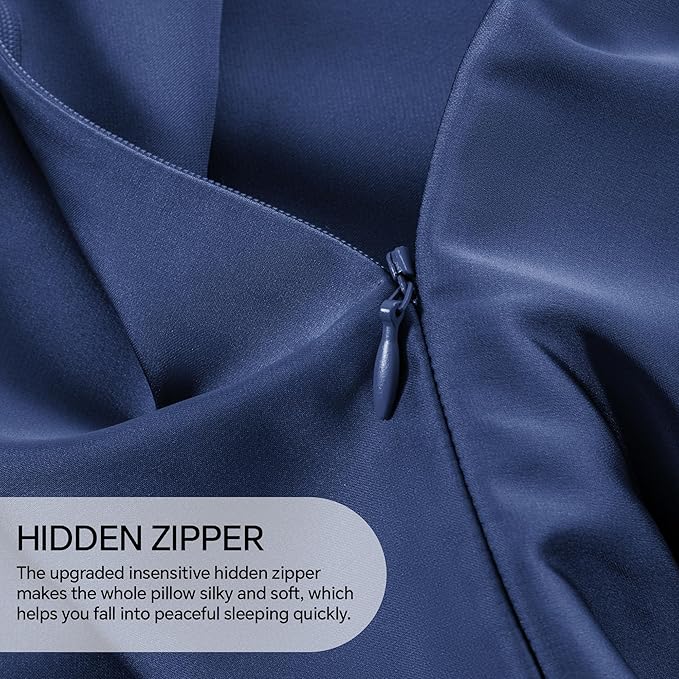 INFIIXSO Mulberry Silk Pillowcase for Hair and Skin, Silk Pillow Cases Queen Size with Hidden Zipper 20x30 Inches, Extraordinary Smooth and Soft Cooling Pillow Cases for Hot Sleepers(Navy, 1 Pack)