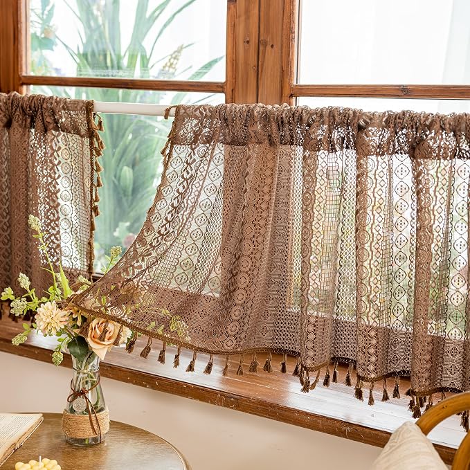 Sutuo Home Boho Valance Short Curtains 2 Panels - Image 6