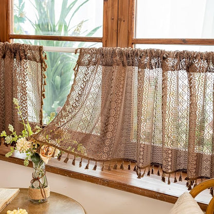 Sutuo Home Boho Valance Short Curtains 2 Panels - Image 6