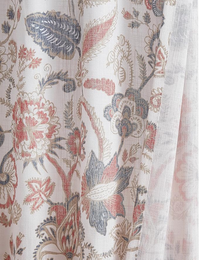 Kayne Studio Navy Red Floral Botanical Rod Pocket Light Filtering Curtains | - Image 3