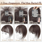 Hair Toppers for Women Real Human Hair - 360° Coverage Dark Brown Clip In Topper with Bangs for Thinning Hair Upgraded 5×9 cm Silk Base Ideal for Everyday Use