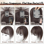 Hair Toppers for Women Real Human Hair - 360° Coverage Dark Brown Clip In Topper with Bangs for Thinning Hair Upgraded 4×6 cm Silk Base Ideal for Everyday Use