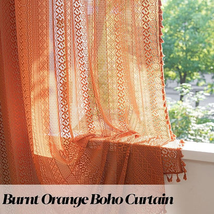 Sutuo Home Boho Curtains for Bedroom Living Room Dining Room, Crochet Lace - Image 3