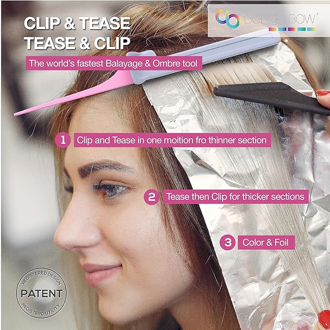 ColorBow Teasing Clip Comb (5 Pack) Teasing Comb, Coloring Styling Tools - Hairstylist Must Haves for Highlights balayage board Companion Ombré Trimming & Cutting - Flat Iron Comb Attachment Clip on