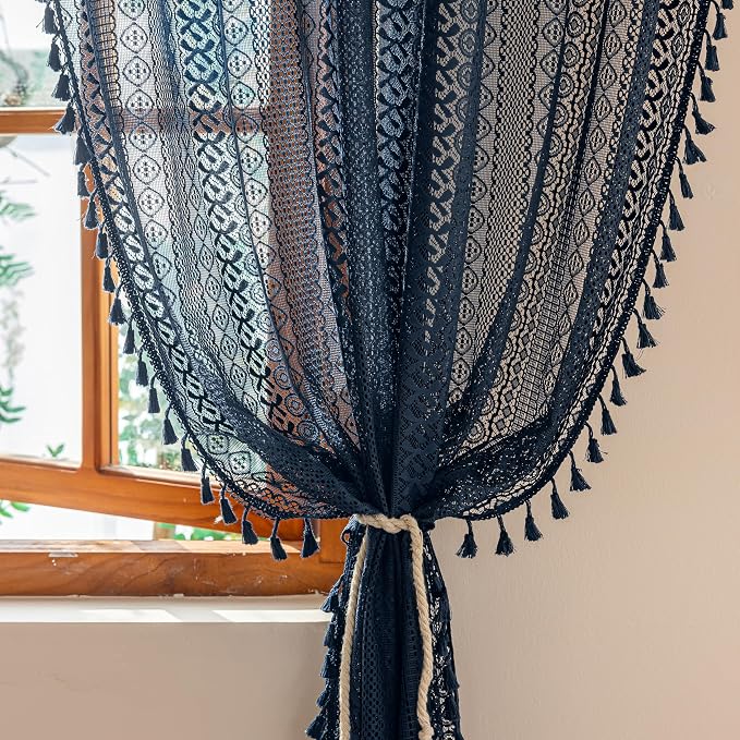 Sutuo Home Boho Lace Curtains 2 Panel Sets - Image 2