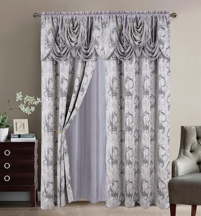 GLORY RUGS Jacquard Luxury 2 Curtain Panel Set by GLORYRUGS