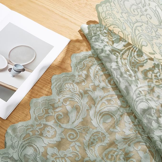 Bujasso Sage Green Lace Sheer Curtains - Image 2