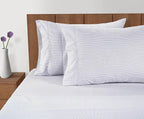 Lane Linen 100% Organic Cotton Pillow Cases Queen Size Set of 2 (20"x30") - Cotton Pillowcases Queen Size - Soft Pillow Cases Set of 2 - Queen Pillowcase Pack of 2 - Ticking Stripe Cobalt