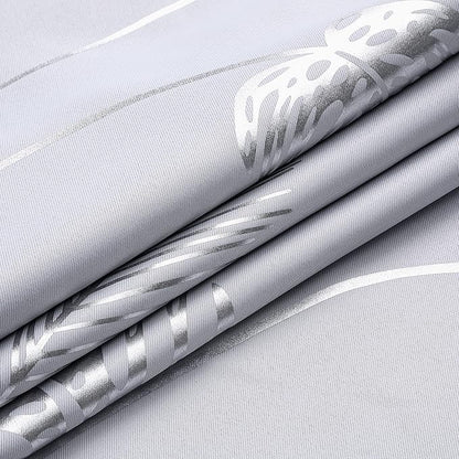 Greyish White and Silver Print Curtains 72 Inches Long Room Darkening Curtains - Image 8