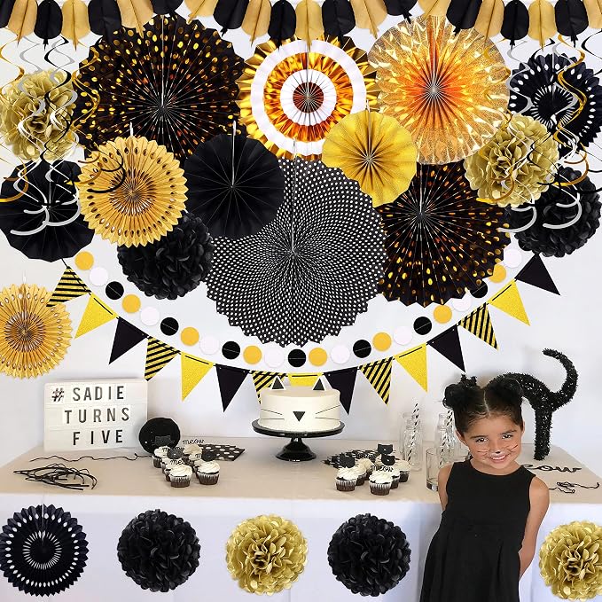 35PCS Party Decorations Paper Fan Hanging Set - Image 2