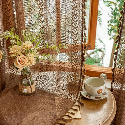 Sutuo Home Boho Lace Sheer Curtains 84 inches long, Bohemian Farmhouse Crochet - Image 7