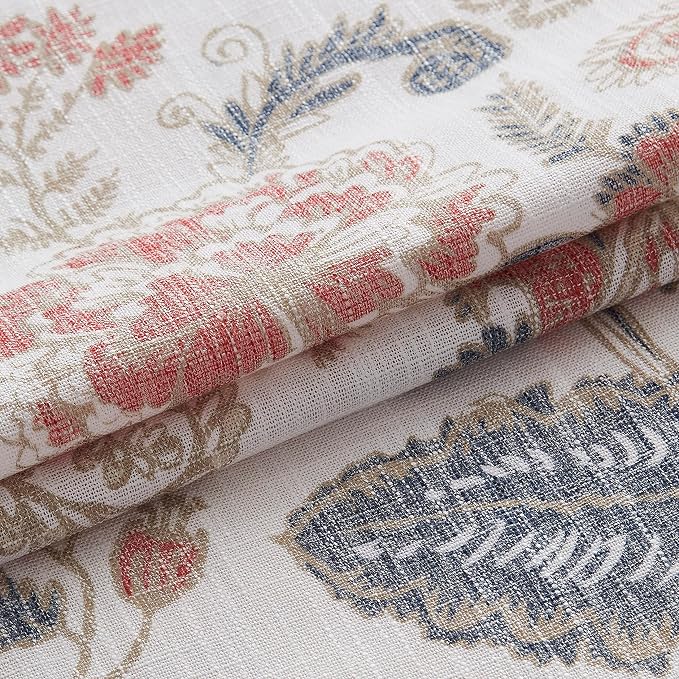 Kayne Studio Navy Red Jacobean Floral Rod Pocket Semi Sheer Curtains 90Inch | - Image 5