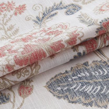 Kayne Studio Botanical Print Semi Sheer Curtains Navy Red Floral Leaf Farmhouse - Image 5
