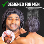Men Shower Cap For dreadlocks, braids, curls, locs, curly Hair. Waterproof, Reusable, Large shower cap for mens hair. Terry cloth lined, elevated, sleek looking shower caps (Black Camouflage)
