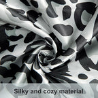 NTBAY 2 Pack Satin Queen Pillowcases for Hair and Skin, Luxurious and Silky Leopard Printed Pillow Cases with Envelope Closure, 20x30 Inches, Black and White