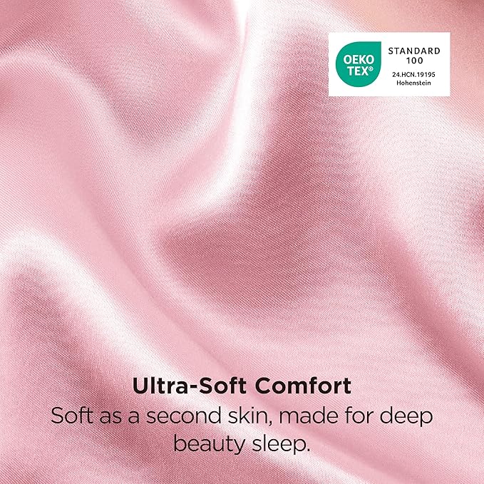 Bedsure King Size Satin Pillowcase Set of 2 - Pink Silky Pillow Cases for Hair and Skin with Envelope Closure, Similar to Silk Pillow Cases, Valentine Gifts for Women Girls, 20x36 Inches, 2pcs