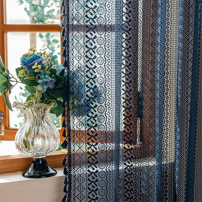 Sutuo Home Navy Blue Lace Boho Curtains - Image 7