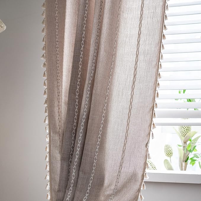 Sutuo Home Boho Curtains for Bedroom Living Room 63 Inch Length, Light - Image 5