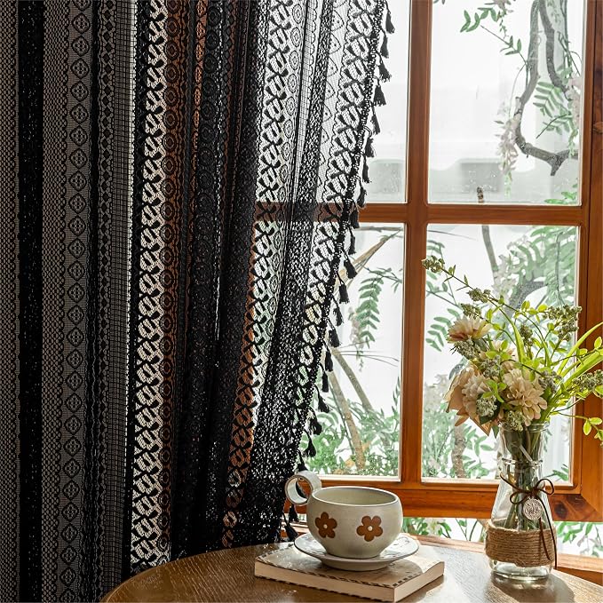 Sutuo Home Black Boho Lace Curtains 96 inches long - Image 9
