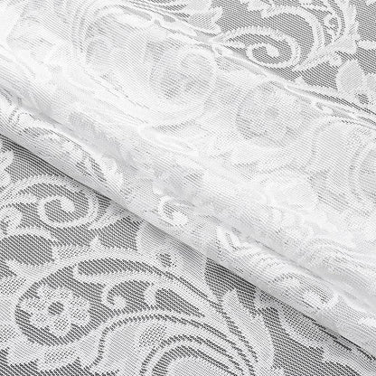 Bujasso White Lace Pinch Pleat Curtains 102 inch, Vintage Floral Sheer Drapes - Image 5