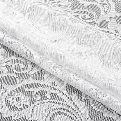 Bujasso White Lace Sheer Curtains 108 inch Vintage Floral Sheer Window Curtain - Image 2
