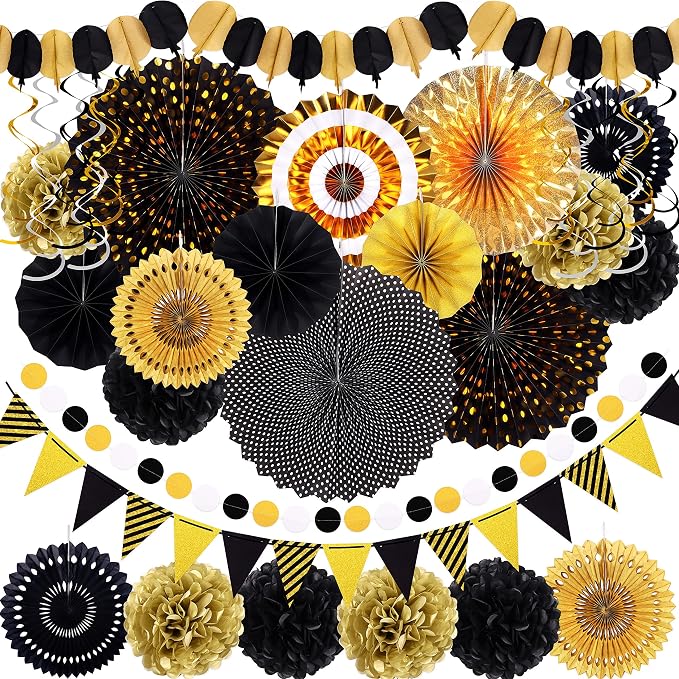 35PCS Party Decorations Paper Fan Hanging Set by MoonBoat