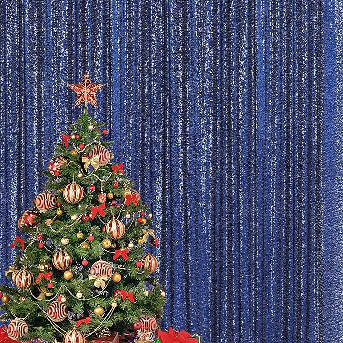 2×8FT-2PCS Navy Sequin Backdrop Curtains Panels, Photography Backdrop Glitter - Image 7