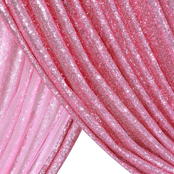 Sequin Backdrop 8ft x 8ft Blush Pink Backdrop Curtain - Image 4
