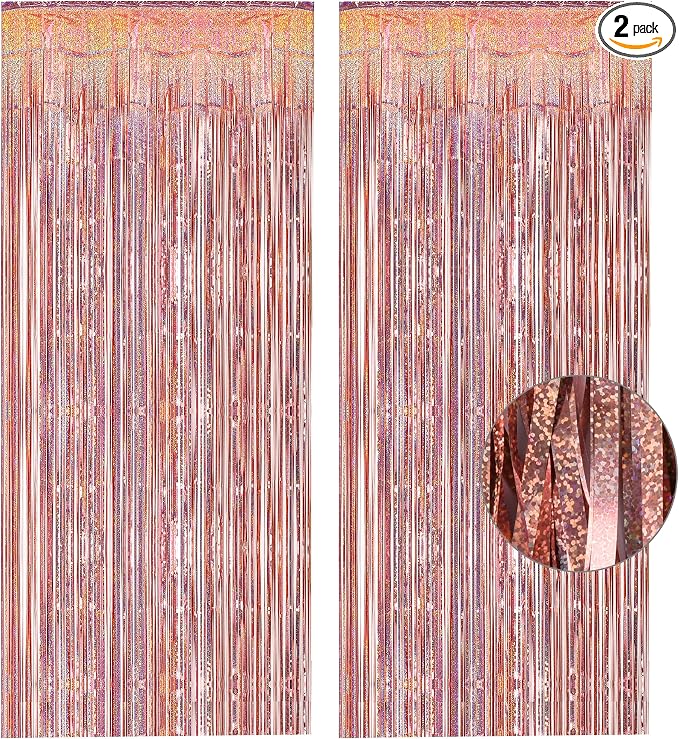 Rose Gold Tinsel Curtain Party Backdrop by GREATRIL