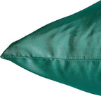 Blackish Green Satin Pillowcase Queen Size Set of 2 for Hair and Skin,Blackish Green Silk Pillowcase Breathable Pillowcase with Envelope Closure