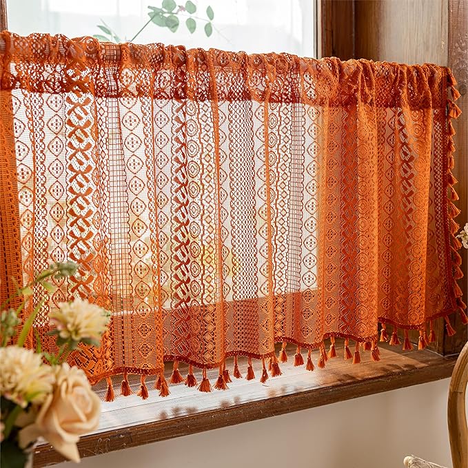 Sutuo Home Terracotta Boho Short Curtains - Image 2