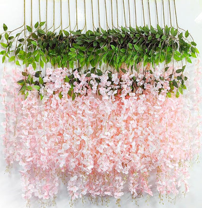 Wisteria Hanging Flowers 12 Pack Artificial Flowers Fake Wisteria Vine Rattan - Image 7