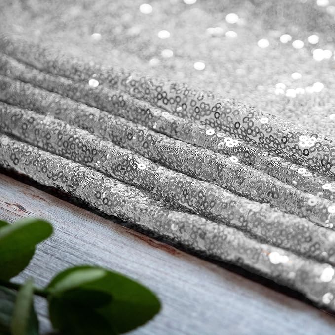 JYFLZQ Sequin Backdrop Curtains Silver 8ft x 8ft | Glitter Party Backdrop - Image 8