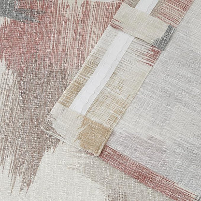Kayne Studio Red Tan Boho Geo Rod Pocket Semi Sheer Curtains 95 Inches Long | - Image 7