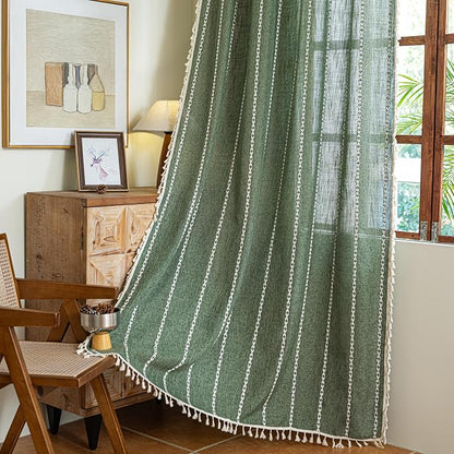 Sutuo Home Olive Green Boho Curtains by SutuoHome