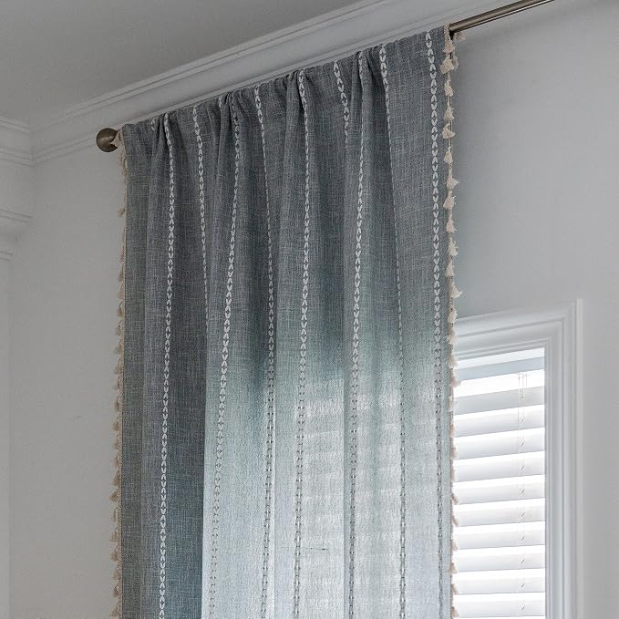 Sutuo Home Boho Curtain for Bedroom Nursery Room, Semi Blackout Linen Farmhouse - Image 3