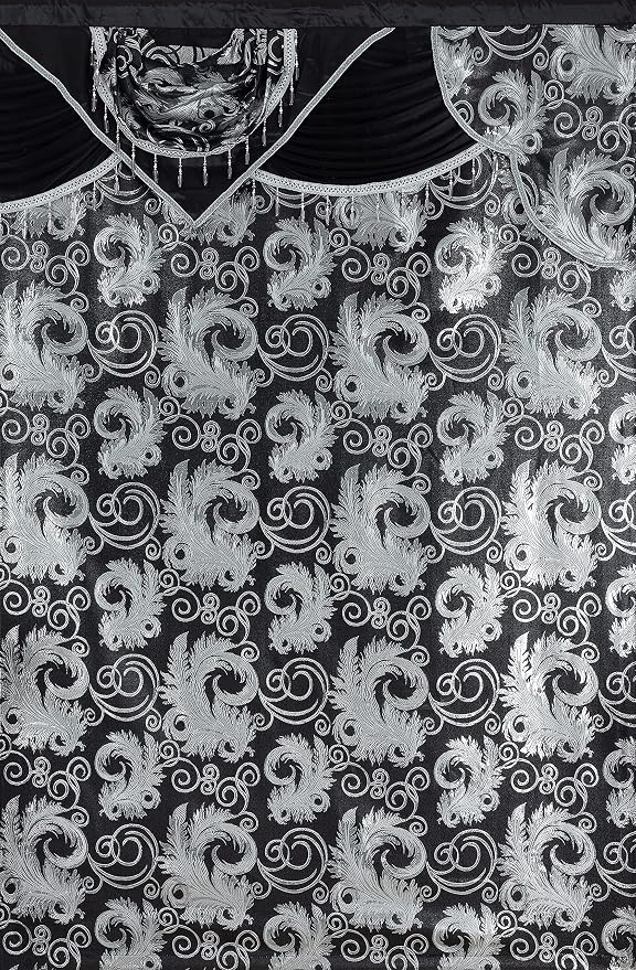 GLORY RUGS Jacquard Luxury Window 2 Panel Set Black Curtain - Image 4